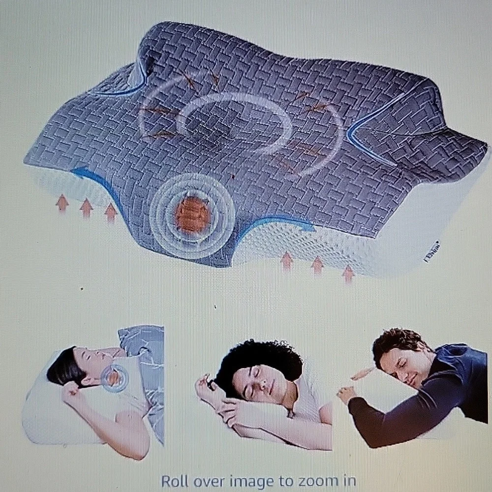 Elviros Memory Foam Cervical Pillow Queen ergonomic contour pain relief Grey New